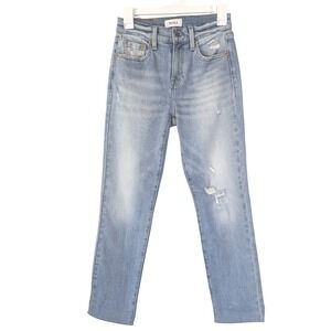 Pistola Revolve Jeans High Rise Light Wash Distressed Straight Leg Women's Sz 25